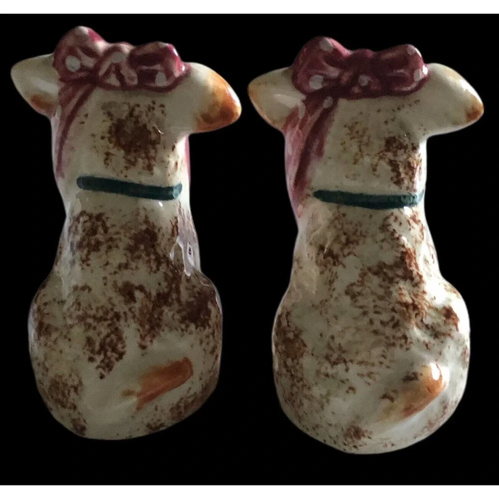 JAPANESE SPOTTED TOOTHACHE DOG RED BOW 3 5/8